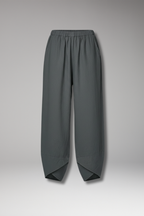 Women's Cropped Pants with Overlapping Hem and Side Pockets