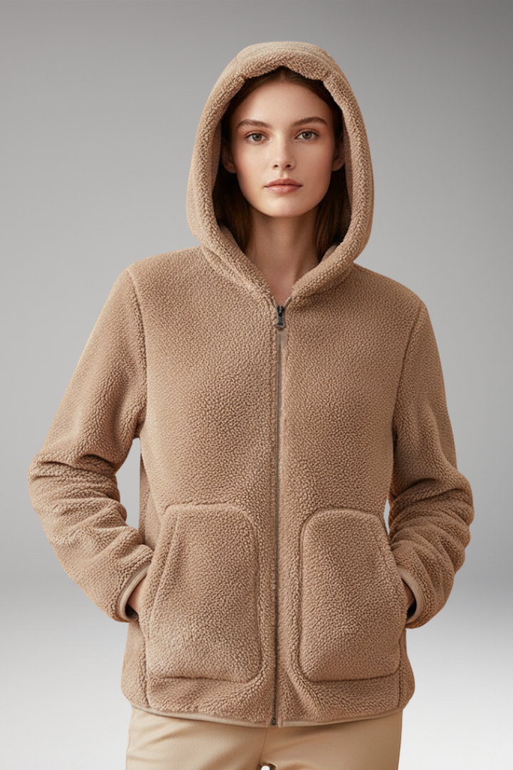 Women's Fleece Jacket with Full Zipper and Hood