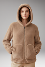 Women's Fleece Jacket with Full Zipper and Hood