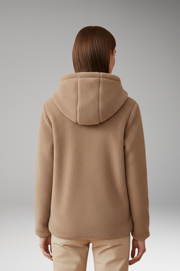 Women's Fleece Jacket with Full Zipper and Hood