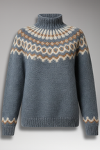 Women's High-Neck Sweater with Patterned Surface