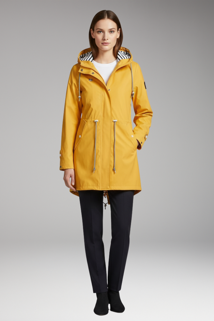 Women's Hooded Jacket with Zip Front and Drawstring Waist