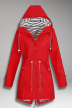 Women's Hooded Jacket with Zip Front and Drawstring Waist