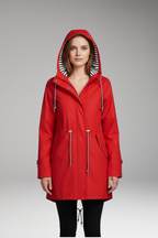 Women's Hooded Jacket with Zip Front and Drawstring Waist