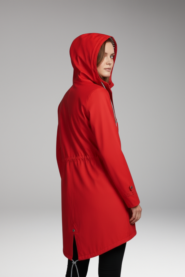 Women's Hooded Jacket with Zip Front and Drawstring Waist