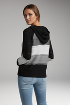 Women's Hoodie with V-Neckline and Ribbed Hem