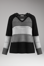 Women's Hoodie with V-Neckline and Ribbed Hem