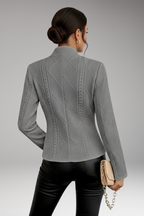 Women's Jacket with Front Zipper and Exterior Designed for Daily Use