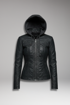 Women's Jacket with Hood and Front Zip Closure