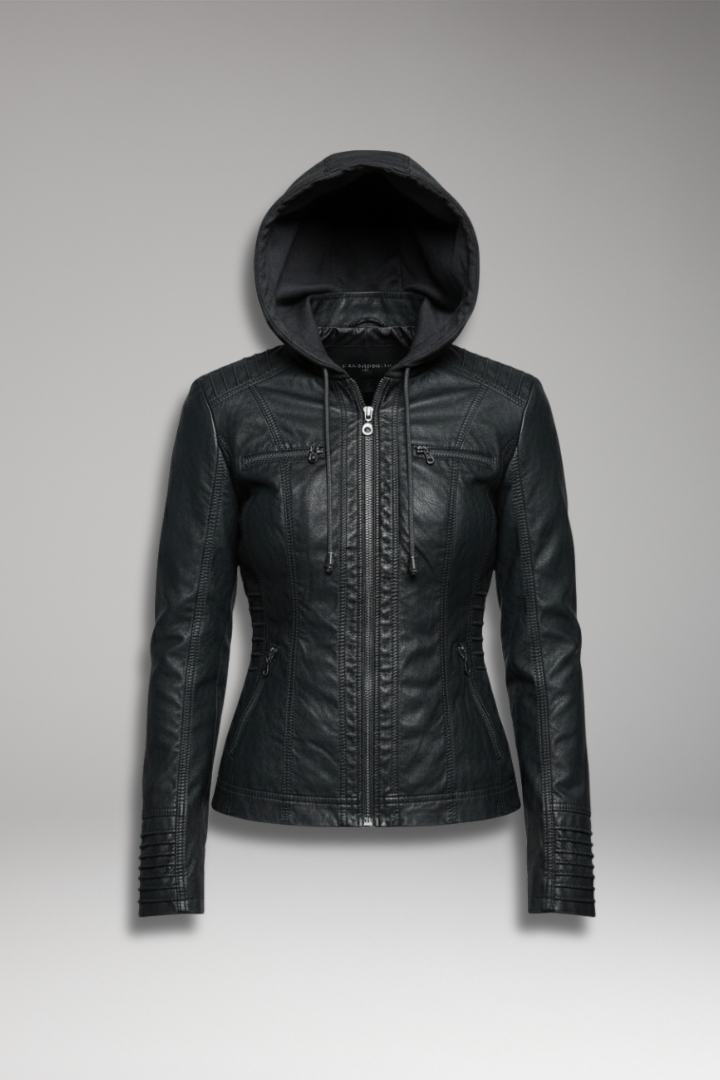 Women's Jacket with Hood and Front Zip Closure