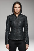 Women's Jacket with Hood and Front Zip Closure