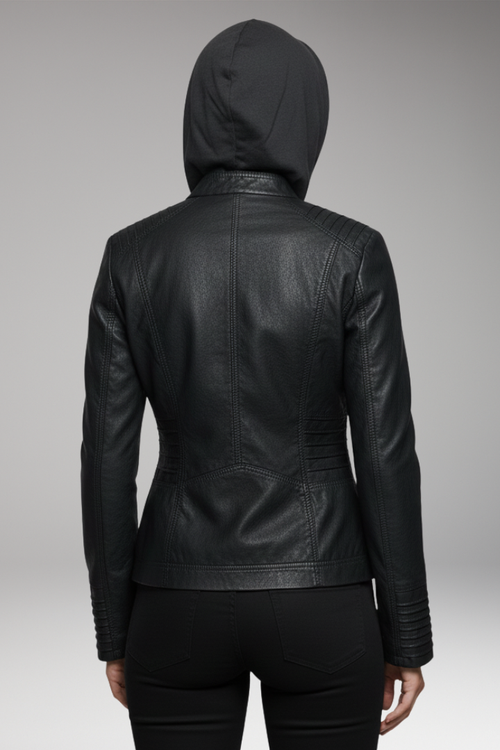 Women's Jacket with Hood and Front Zip Closure