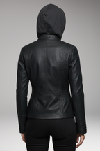 Women's Jacket with Hood and Front Zip Closure