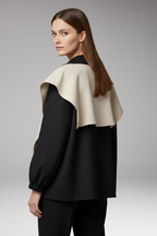 Women's Jacket with Layered Hood and Drawstring Cuffs