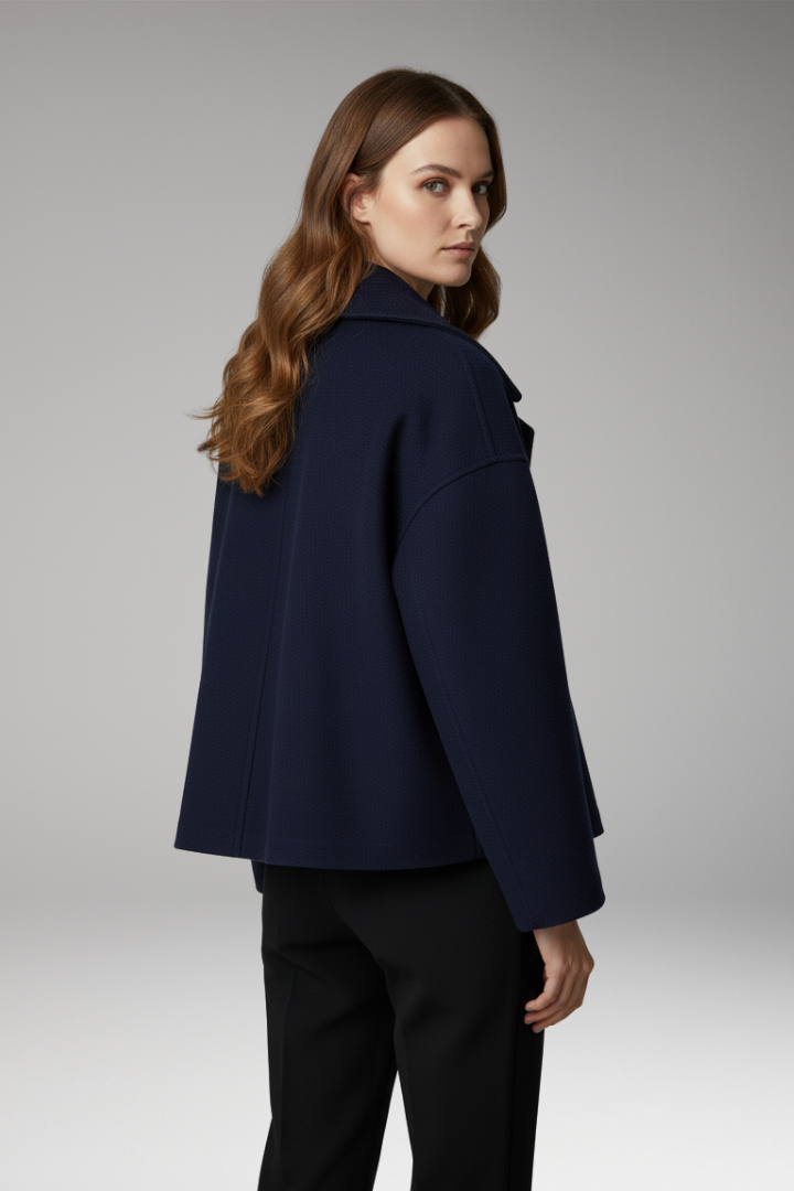Women's Jacket with Wide Lapels and Front Button Closure