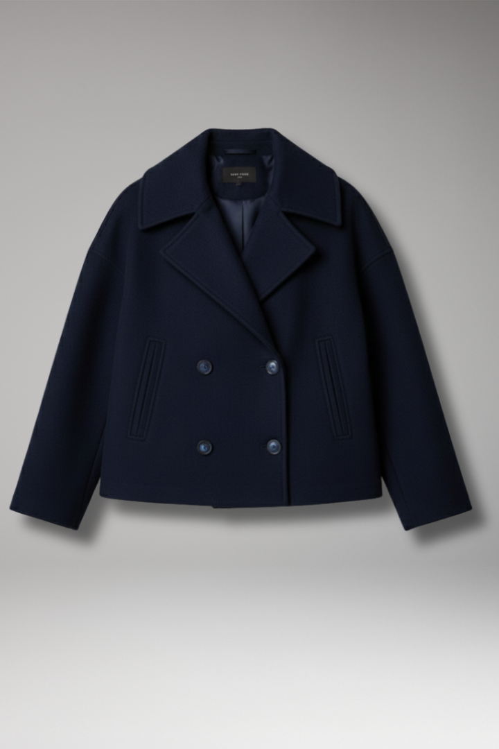 Women's Jacket with Wide Lapels and Front Button Closure