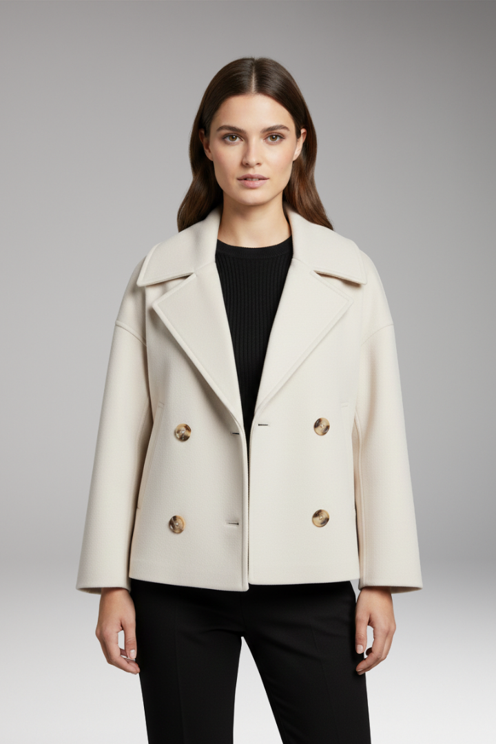 Women's Jacket with Wide Lapels and Front Button Closure