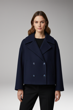 Women's Jacket with Wide Lapels and Front Button Closure
