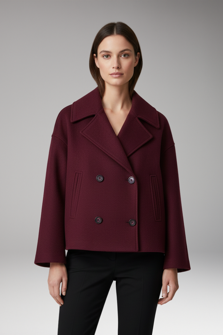 Women's Jacket with Wide Lapels and Front Button Closure
