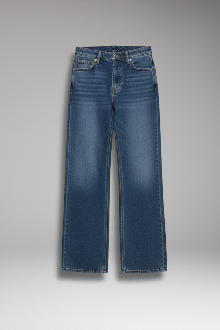 Women's Jeans with Mid Rise and Wide Leg