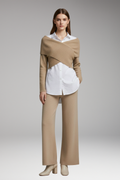 Women's Knit Set with Cropped Sweater and Wide-Leg Pants