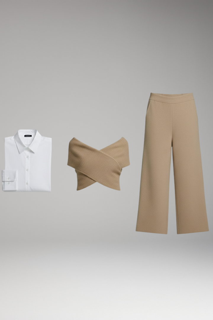 Women's Knit Set with Cropped Sweater and Wide-Leg Pants