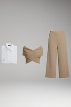 Women's Knit Set with Cropped Sweater and Wide-Leg Pants