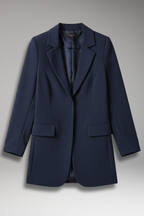 Women's Long Blazer with Open Front and Patch Pocket