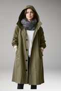 Women's Long Hooded Coat with Buttons