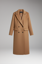 Women's Overcoat with Notched Lapel and Two-Row Button Front