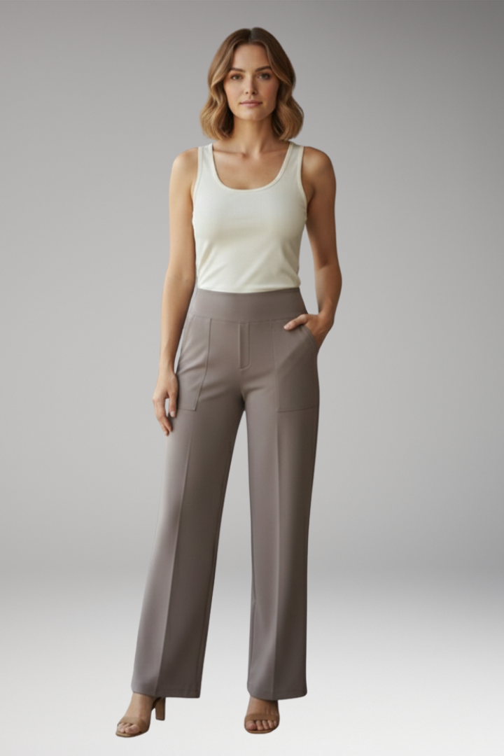 Pantalon pour femme à taille haute et poches latérales