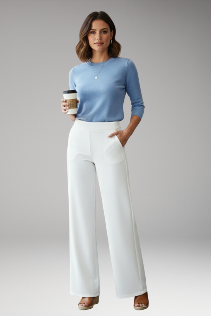 Pantalon pour femme à taille haute et poches latérales