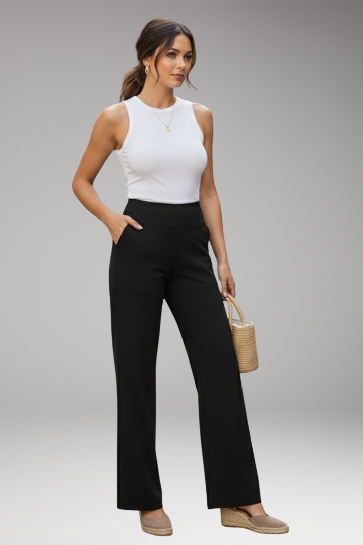 Pantalon pour femme à taille haute et poches latérales