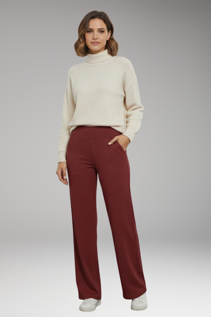 Pantalon pour femme à taille haute et poches latérales
