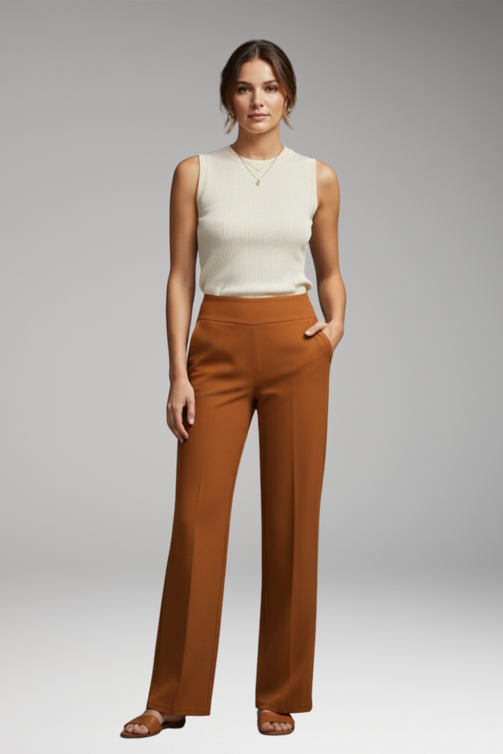 Pantalon pour femme à taille haute et poches latérales