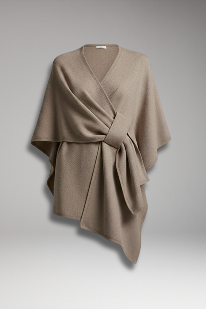 Women's Poncho Shawl with Double-Sided Design and Wide Drape