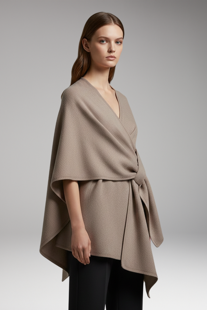 Women's Poncho Shawl with Double-Sided Design and Wide Drape