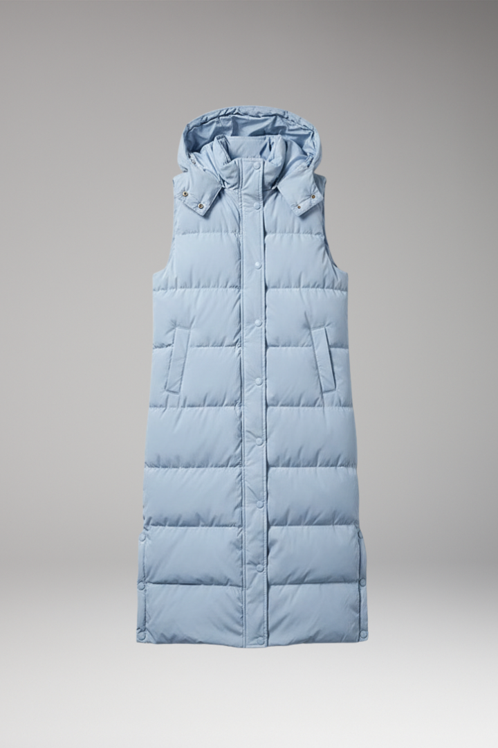 Women's Puffer Jacket with Hood and Quilted Padding