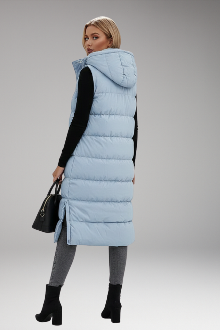 Women's Puffer Jacket with Hood and Quilted Padding
