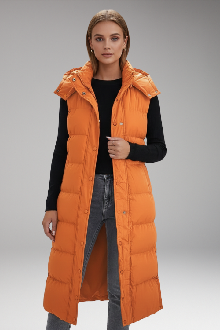 Women's Puffer Jacket with Hood and Quilted Padding