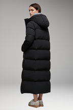 Women's Puffer Jacket with Hood and Raised Collar