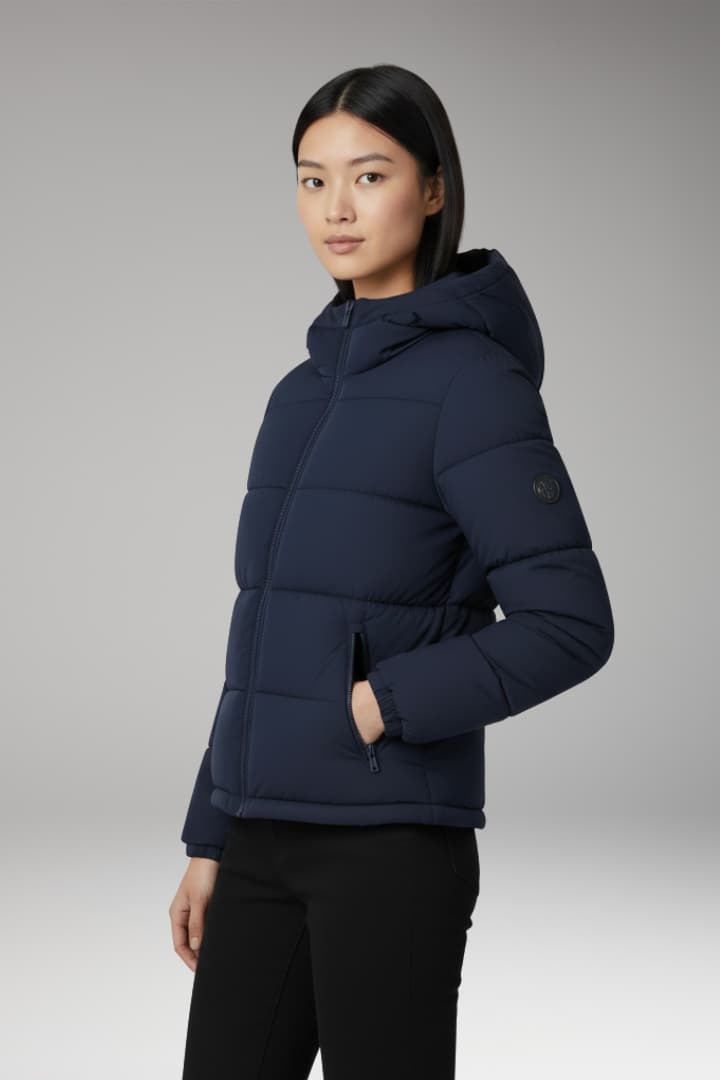 Women's Puffer Jacket with Padded Insulation and Zip Closure