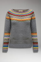 Women's Pullover Sweater with Crew Neck and Ribbed Surface