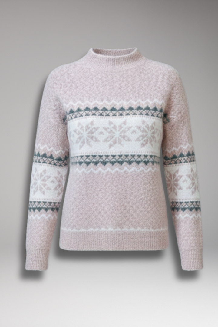 Women's Pullover Sweater with Mock Neck and Ribbed Edges