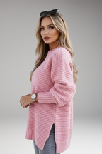 Women's Sweater with High Neck and Ribbed Cuffs
