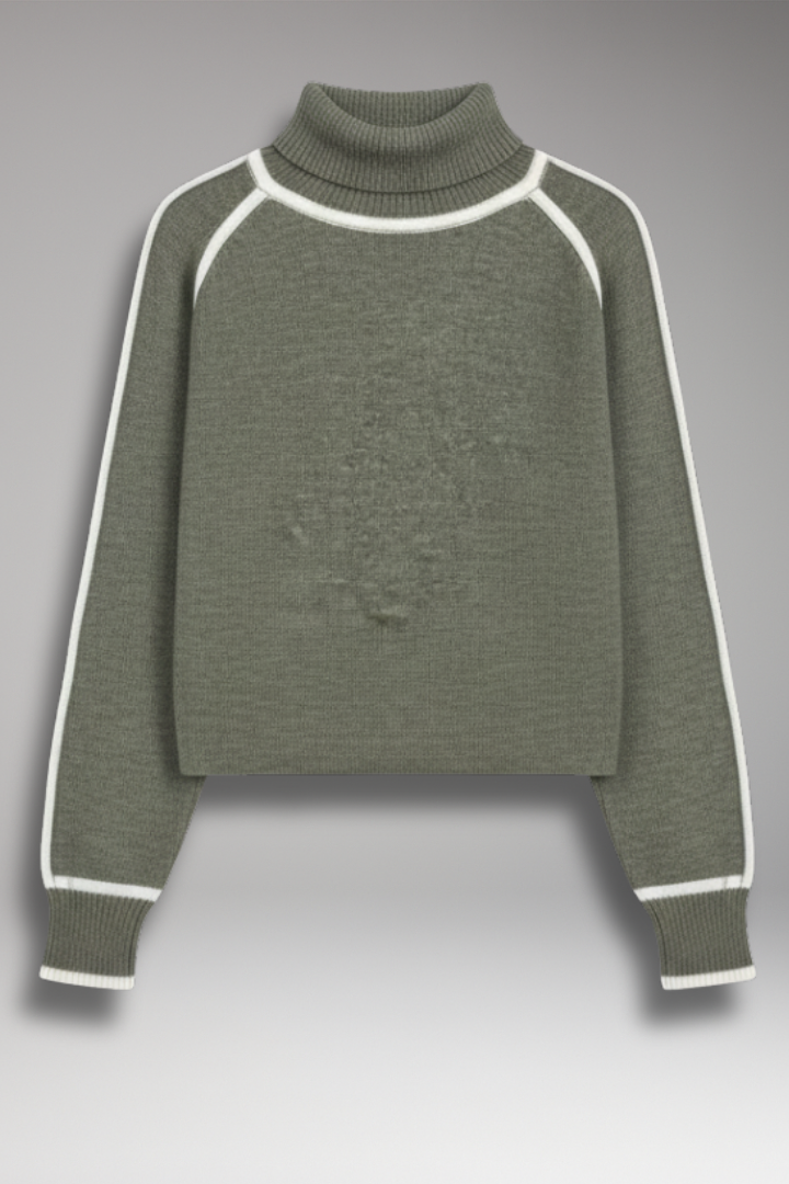 Women's Sweater with High Neck and Trim