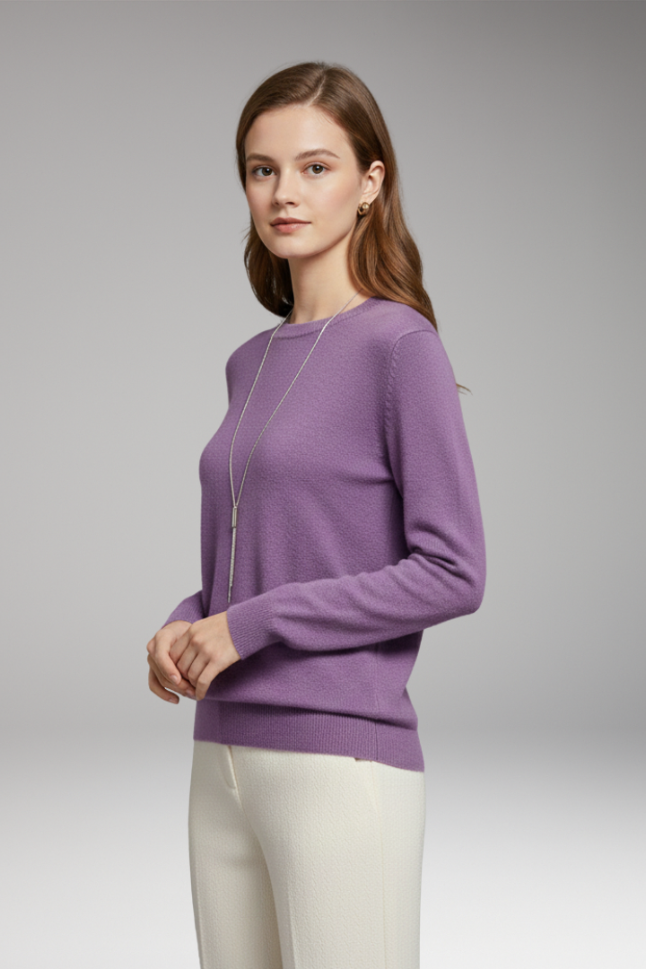 Women's Sweater with O-Neckline and Long Sleeves