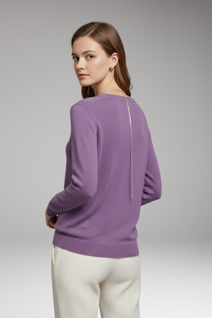 Women's Sweater with O-Neckline and Long Sleeves