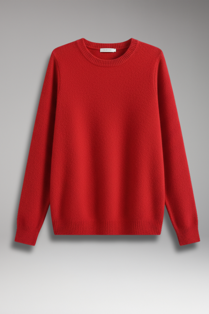 Women's Sweater with Round Neck and Plain Surface