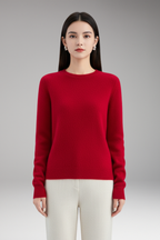 Women's Sweater with Round Neck and Plain Surface